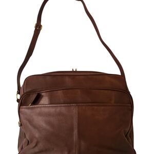 VINTAGE COACH FLIGHT BRIEFCASE BAG SHOULDER L8S0597 BROWN LEATHER 90S